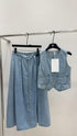 Summer Style Denim Vest With Long Skirt Sets